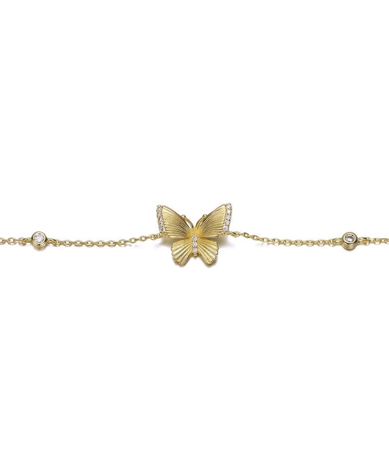 GiGiGirl Charming 14k Gold Plated Butterfly Bracelet with Cubic Zirconia
