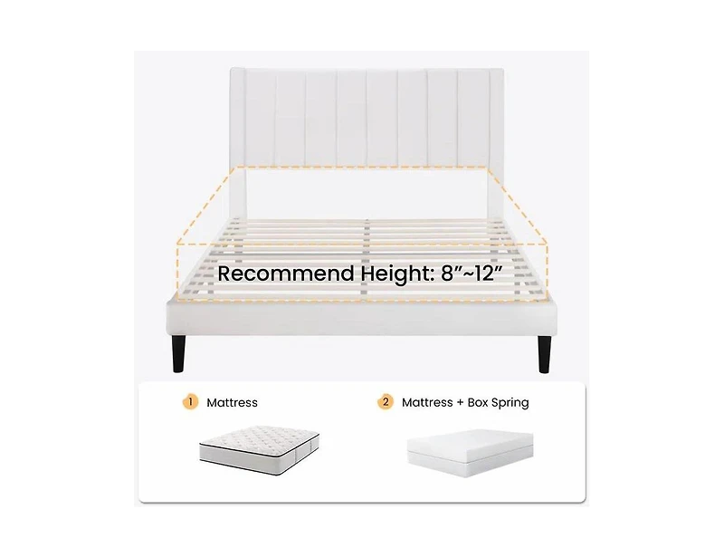 Velvet Platform Bed Frame with Headboard – Soft Upholstery, Wood Slats, and Durable Structure for Home Bedroom
