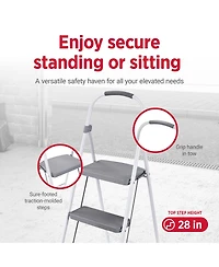 Rubbermaid 3 Step 225 Lb Capacity Folding Ladder Steel Step Stool with Hand Grip
