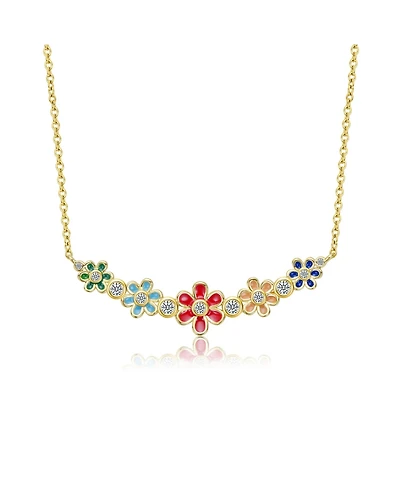 Vibrant Garden 14K Gold Plated Flower Necklace