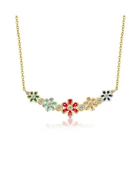 Vibrant Garden 14K Gold Plated Flower Necklace