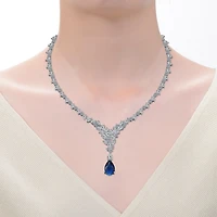 Modern White Gold Plated Cubic ZIrconia Cluster Y-Necklace