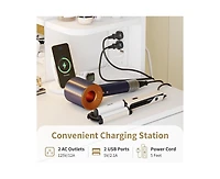 gaomon Vanity Desk with Mirror and Lights, Makeup Vanity Set w/Desk and Stool, Power Outlet, Makeup Vanity Desk with 6 Storage Shelves, 2 Large Drawer