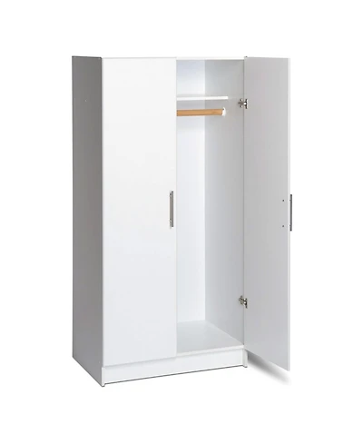 2-Door Wardrobe Cabinet with Hanging Rail and Storage Shelf – Freestanding Armoire Closet for Bedroom or Entryway