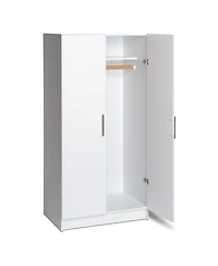 2-Door Wardrobe Cabinet with Hanging Rail and Storage Shelf – Freestanding Armoire Closet for Bedroom or Entryway