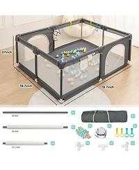 Comomy Baby Playpen, 79x79'' Extra Large Baby Playard, Kids Activity Center with Anti-Slip Base, Safety Play Yard for Infants Toddlers