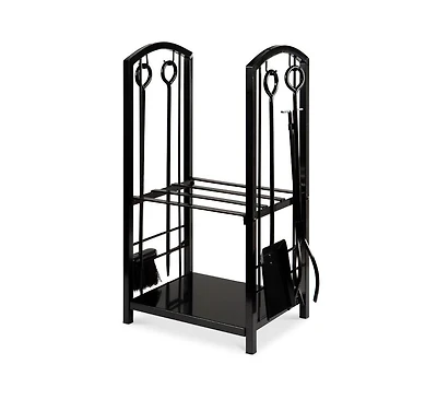 Slickblue 5-Piece Vintage Firewood Log Rack Holder Tools Set for Fireplace