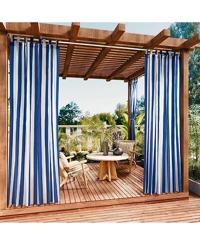 Awesome Home Outdoor Cabana Stripe Uv Protected Privacy Tab Top Curtain Panel, 52"x84"