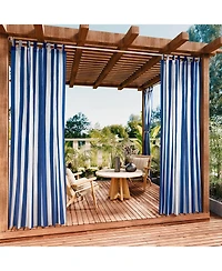 Awesome Home Outdoor Cabana Stripe Uv Protected Privacy Tab Top Curtain Panel, 52"x84"