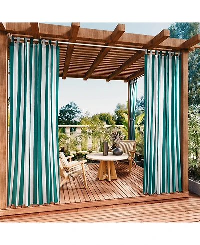 Awesome Home Outdoor Cabana Stripe Uv Protected Privacy Tab Top Curtain Panel, 52"x84"