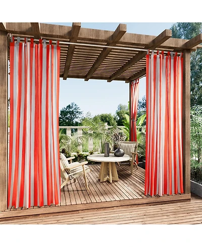 Awesome Home Outdoor Cabana Stripe Uv Protected Privacy Tab Top Curtain Panel, 52"x84"