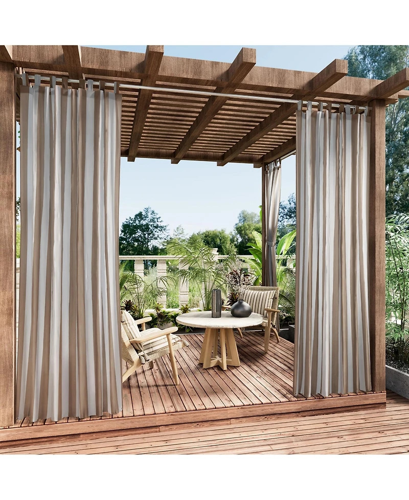 Awesome Home Outdoor Cabana Stripe Uv Protected Privacy Tab Top Curtain Panel, 52"x84"