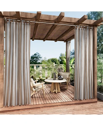 Awesome Home Outdoor Cabana Stripe Uv Protected Privacy Tab Top Curtain Panel, 52"x84"