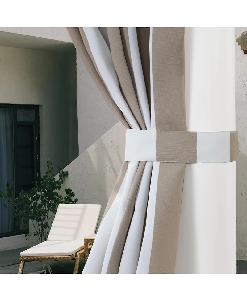 Awesome Home Outdoor Cabana Stripe Uv Protected Privacy Tab Top Curtain Panel, 52"x84"