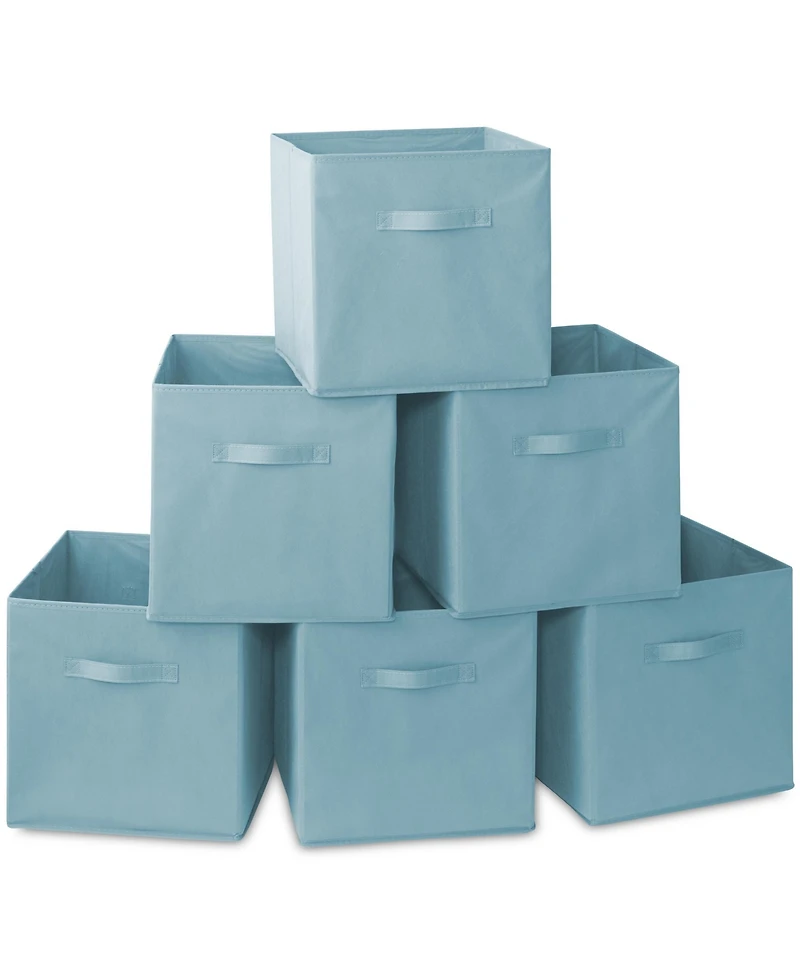Casafield Set of 6 Fabric Storage Cube Bins, Red - 13" Collapsible Foldable Cloth Baskets for Shelves and Cubby Organizers