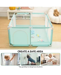 Comomy Baby Playpen Play Yard Portable 4 Panel Baby Safety Playpen for Infant Toddler