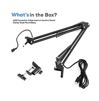 Pyle Adjustable Scissor Arm Microphone Stand with Usb Cable, Shock Mount, and Desk Clamp