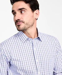 Men's Regular-Fit Non-Iron Spread Collar Check Pinpoint Dress Shirt