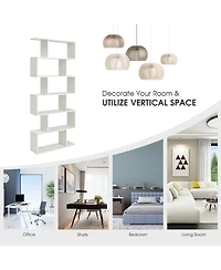 Gouun 6 Tier S-Shaped Bookshelf Storage Display Bookcase Decor Z-Shelf