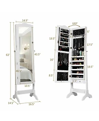 Gouun 14 Led Jewelry Armoire Cabinet with Full Length Mirror and 4 Tilting Angles