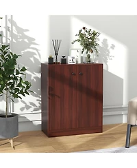 Gouun 2-Door Modern Floor Storage Cabinet with 3-Tier Shelf