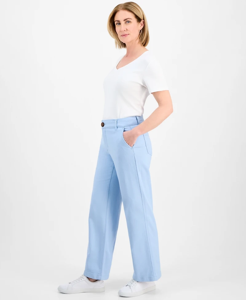 Style & Co Petite Mid-Rise Dobby Twill Wide-Leg Pants