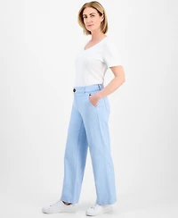 Style & Co Petite Mid-Rise Dobby Twill Wide-Leg Pants