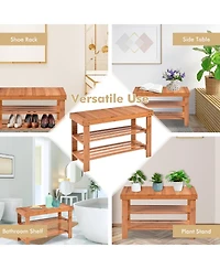 Gouun 3 Tier Bamboo Bench Storage Shoe Shelf
