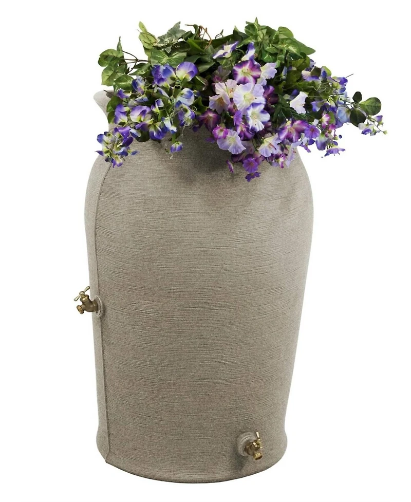 Slickblue 50-Gallon Plastic Urn Rain Barrel with Planter Top for Garden Watering and Conservation