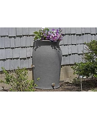 Slickblue 50-Gallon Plastic Urn Rain Barrel with Planter Top for Garden Watering and Conservation