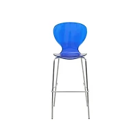LeisureMod Oyster Acrylic Barstool with Steel Frame in Chrome Finish