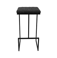 LeisureMod Quincy Quilted Stitched Leather Bar Stools With Metal Frame