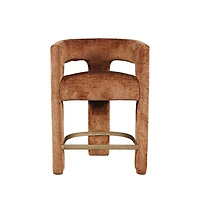 Jofran Gwen Modern Luxury Jacquard Fabric Upholstered Sculpture Counter Stool