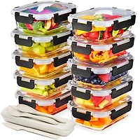 Sorbus 20 Piece Rectangular (630ml/ 21.3oz/ 2.6cups) Glass Meal Prep Containers with Airtight Lids