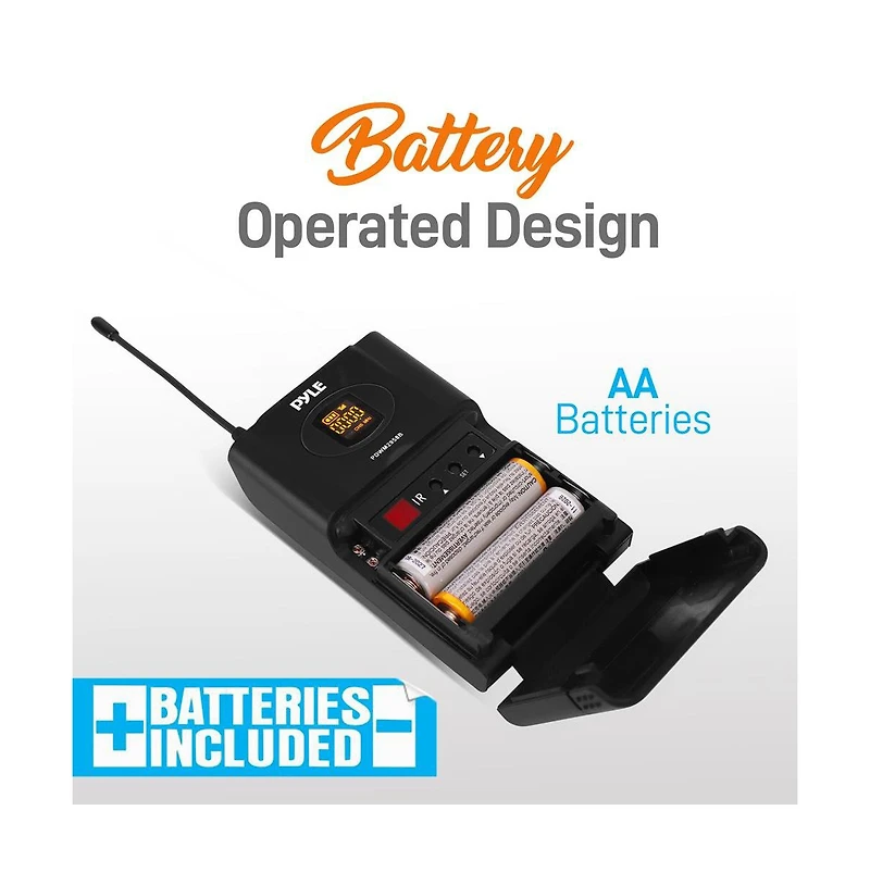 Pyle Wireless Belt-Pack Microphone System with 2 Headsets, 2 Lavalier Mics, Usb Powered Receiver