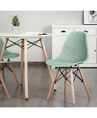 Gymax 2PCS Modern Dsw Dining Chair Office Home w/ Mesh Design Wooden Legs