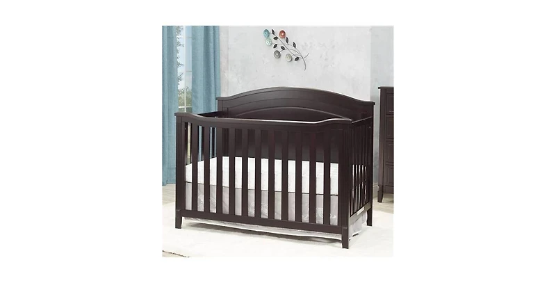 4-in-1 Convertible Crib – Solid Wood Baby Crib with Mattress Base Adjustments, Toddler Bed Sold Separately
