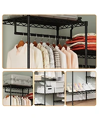 gaomon CuisinSmart Clothing Racks for Hanging Clothes, Metal Clothes Hanging Rack with 8 Adjustable Shelves & 4 Hanging Rods, Freestanding Wardrobe Cl
