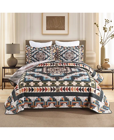 MarCielo Southwestern Geometry Lightweight Quilt Bedspread Set King