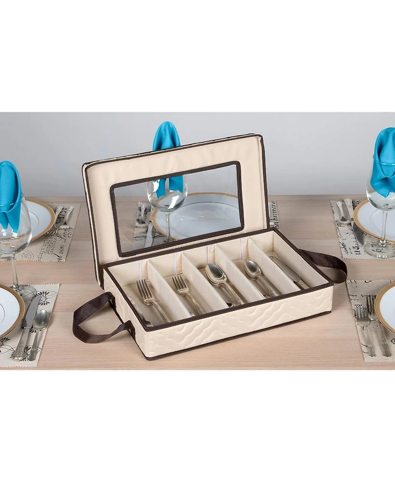 Florida Brands Flatware Storage Case for cutlery - Holds a 12 Serving Set in 5 compartments