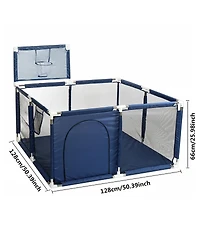 Comomy Baby Playpen Outdoor Indoor Play Yard 7 Panel Baby Safety Playpen for Infant Toddler with Basketball Hoop