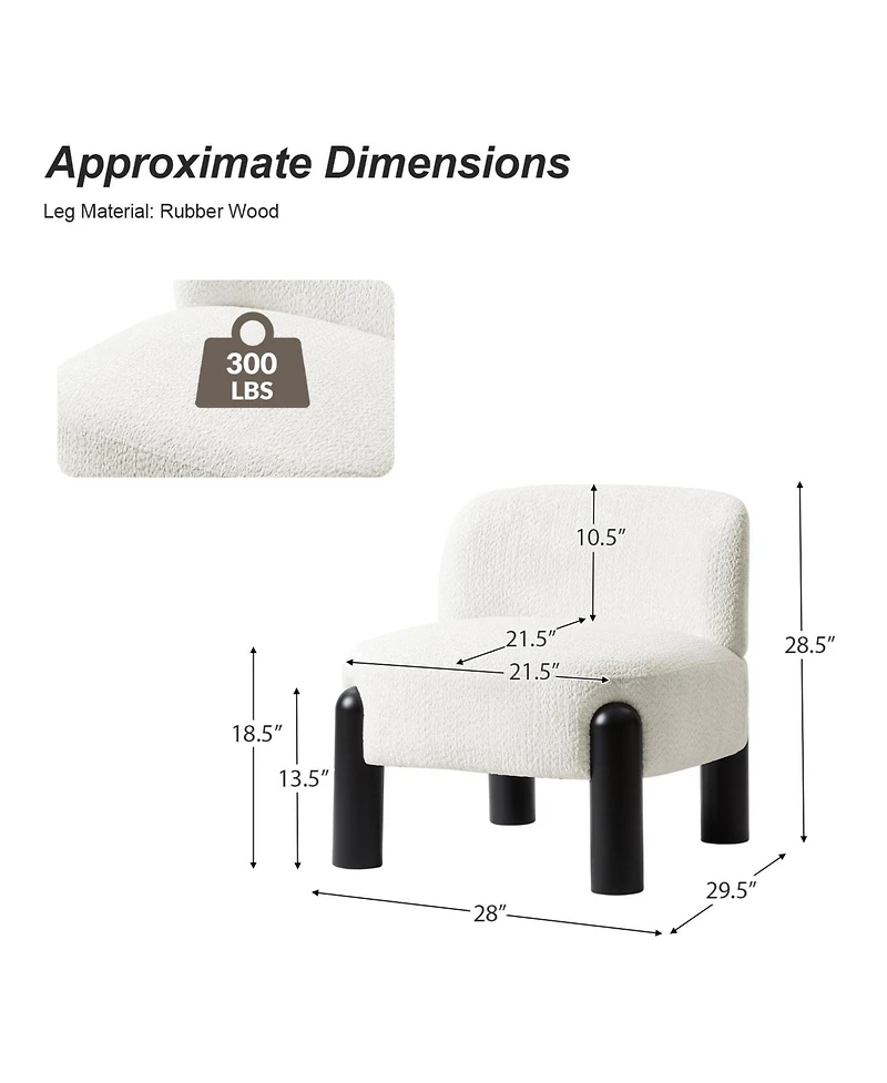 Hulala Home Zara Modern Armchair with Solid Wood Legs and Adjustable Feet