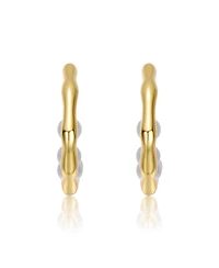 Sterling Silver 14K Gold Plated with Freshwater Pearl C Hoop Earrings