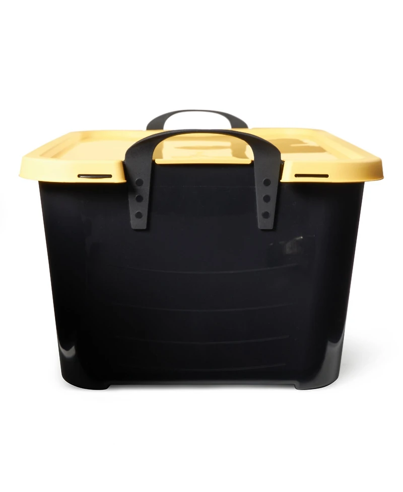 Life Story 55 Quart Plastic Stackable Storage Unit Bin, Black & Yellow (6 Pack)