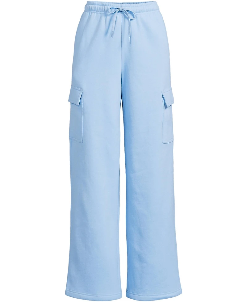 Lands' End Women's Serious Sweats High Rise Wide Leg Cargo Pant