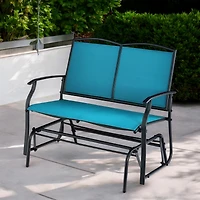 Slickblue 2 Seat Mesh Patio Loveseat Swing Glider Rocker with Armrests