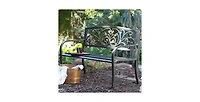 Romantic Curved Metal Bench – Heart Pattern Garden Seat for Patio, Lawn, or Walkway