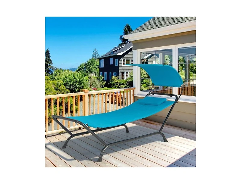 Slickblue Outdoor Hammock Chaise Lounge Chair Cot with Canopy and Storage Bag