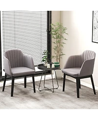Gymax 2PCS Modern Dining Chairs Upholstered Velvet Accent Chairs w/ Curved Backrests