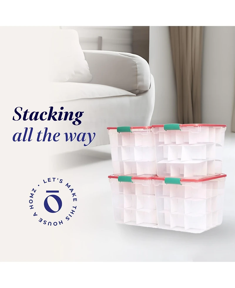 Homz 31 Qt Holiday Clear Plastic Storage Container w/ Latching Handles (4 Pack)